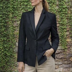 VINTAGE RICHARD TYLER Black Silk snd Linen Blend Blazer, 10
